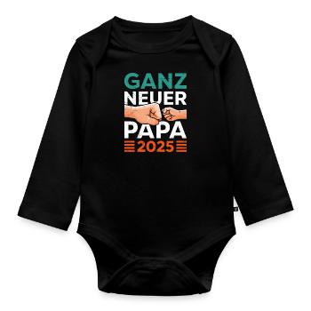 Bald Papa GANZ NEUER PAPA 2025 Erster Vatertag - Baby Bio-Langarm-Body - Schwarz - Vorne