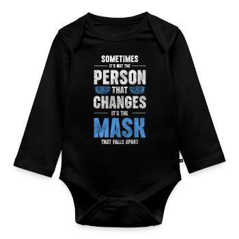 Mascarade Bal Costume Protection Inconnue - Body Bébé bio manches longues - noir - Devant