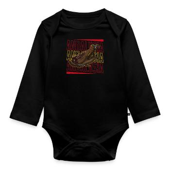 Spanische Küche Jamon Schinken Tapas Andalusien - Baby Bio-Langarm-Body - Schwarz - Vorne