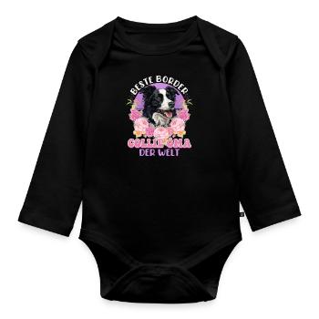 MEILLEURE MAMIE BORDER COLLIE DU MONDE Vintage - Body Bébé bio manches longues - noir - Devant