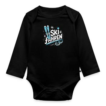 Skifahrer-Junge Winter Abenteuer Piste Fun - Baby Bio-Langarm-Body - Schwarz - Vorne