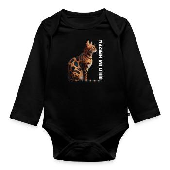 Bengal Cats WILD IN THE HEART Bengal Cats - Organic Longsleeve Baby Bodysuit - black - Front