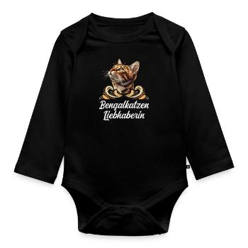BENGAL CAT LOVER Propriétaire d’un chat Bengal - Body Bébé bio manches longues - noir - Devant