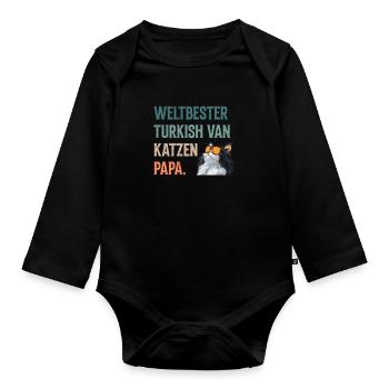 Cat Dad WORLD'S BEST TURKISH VAN CATS DAD - Organic Longsleeve Baby Bodysuit - black - Front