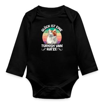 Turkish Van HAPPINESS IS A TURKISH VAN CAT - Organic Longsleeve Baby Bodysuit - black - Front