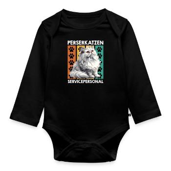 CHAT PERSAN SERVICE PERSONNEL Drôle Persan - Body Bébé bio manches longues - noir - Devant