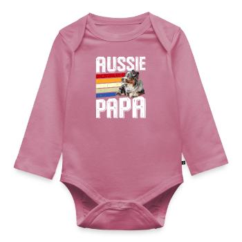 Australian Shepherd Owner AUSSIE PAPA - Organic Longsleeve Baby Bodysuit - mauve - Front