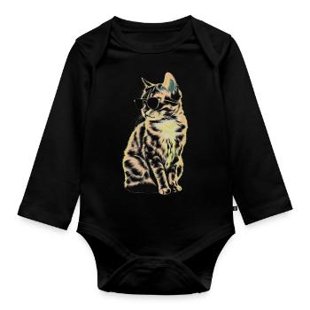 Sonnenbrille mit Tonkanesen-Katze Geschenk - Baby Bio-Langarm-Body - Schwarz - Vorne