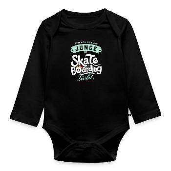 Junge, der Skateboarding liebt - Baby Bio-Langarm-Body - Schwarz - Vorne