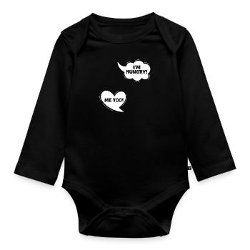 Pregnancy I'M HUNGRY! ME TOO! Funny - Organic Longsleeve Baby Bodysuit - black - Front