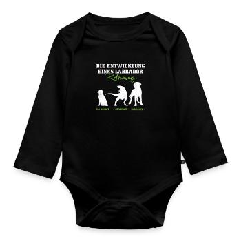 Labrador Dog THE DEVELOPMENT OF A LABRADOR - Organic Longsleeve Baby Bodysuit - black - Front