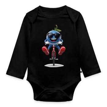 Blueberry Radfahren auf dem Fahrrad Geschenk - Baby Bio-Langarm-Body - Schwarz - Vorne