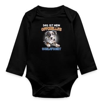 Australian Shepherd DAS IST MEIN OFFIZIELLES - Baby Bio-Langarm-Body - Schwarz - Vorne