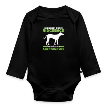 Ridgeback EIN LEBEN OHNE RIDGEBACK IST SINNLOS - Baby Bio-Langarm-Body - Schwarz - Vorne