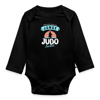 Junge, der Judo liebt - Baby Bio-Langarm-Body - Schwarz - Vorne