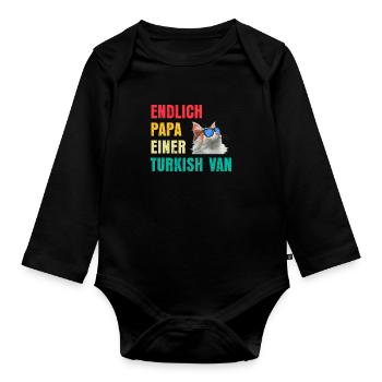 Cat Dad FINALLY DAD OF A TURKISH VAN Cat - Organic Longsleeve Baby Bodysuit - black - Front