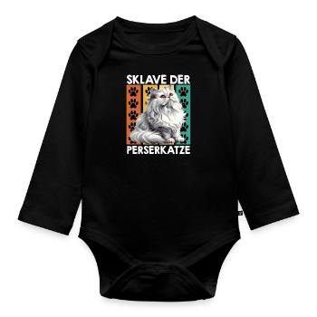 Chat Propriétaire CHAT PERSAN ESCLAVE Drôle - Body Bébé bio manches longues - noir - Devant
