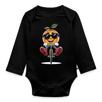 Mandarin Radfahren auf Fahrrad-Geschenk - Baby Bio-Langarm-Body - Schwarz - Vorne