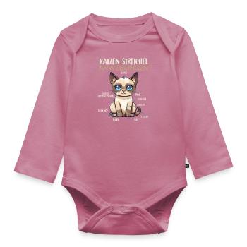 Siamese Cats PETTING INSTRUCTIONS Fun - Organic Longsleeve Baby Bodysuit - mauve - Front