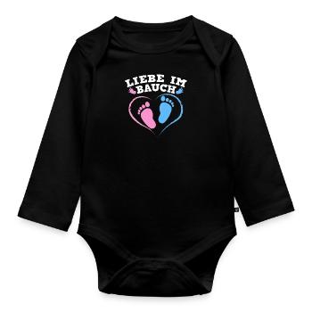 Pregnant LOVE IN THE BELLY Future Mom - Organic Longsleeve Baby Bodysuit - black - Front