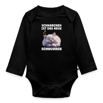 Perserkatze SCHNARCHEN IST DAS NEUE SCHNURREN - Baby Bio-Langarm-Body - Schwarz - Vorne