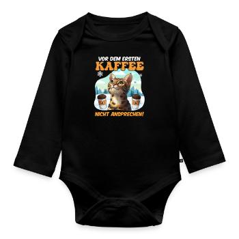 Bengal NE VOUS APPROCHEZ PAS AVANT VOTRE PREMIER CAFÉ ! - Body Bébé bio manches longues - noir - Devant