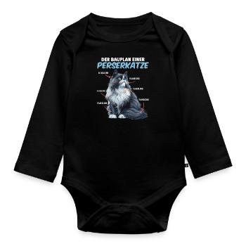 Perserkatzen DER BAUPLAN EINER PERSERKATZE - Baby Bio-Langarm-Body - Schwarz - Vorne