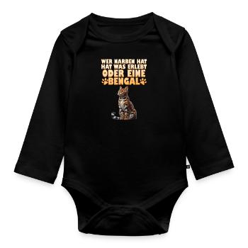 Bengalkatze WER NARBEN HAT HAT WAS ERLEBT ODER - Baby Bio-Langarm-Body - Schwarz - Vorne