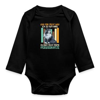 Chat Papa TU N’ES PAS MON CHAT PERSAN Drôle - Body Bébé bio manches longues - noir - Devant