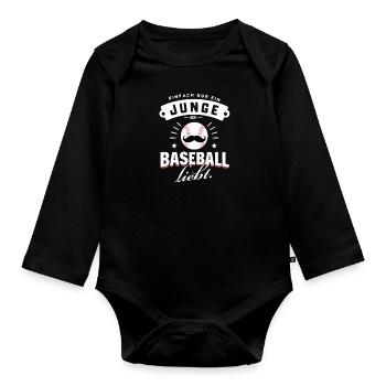 Baseball-Junge Mustache Fanartikel Liebe Hit - Baby Bio-Langarm-Body - Schwarz - Vorne