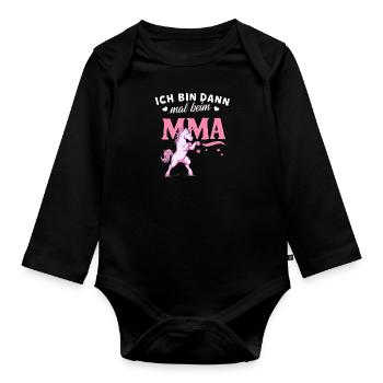MMA-Einhorn Shirt Kampfsport Martial Arts Fans - Baby Bio-Langarm-Body - Schwarz - Vorne