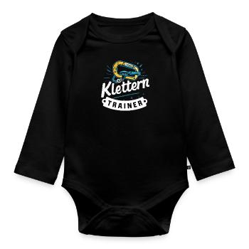 Karabiner-Trainer Klettern Geschenkidee Bergsport - Baby Bio-Langarm-Body - Schwarz - Vorne