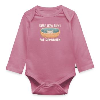 Siamese cats THIS WOMAN IS INTO SIAMESE CATS Funny - Organic Longsleeve Baby Bodysuit - mauve - Front