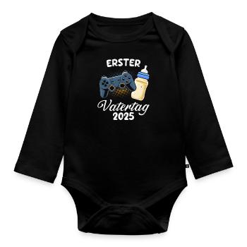 First Father's Day Soon Dad 1st Father's Day Future - Organic Longsleeve Baby Bodysuit - black - Front