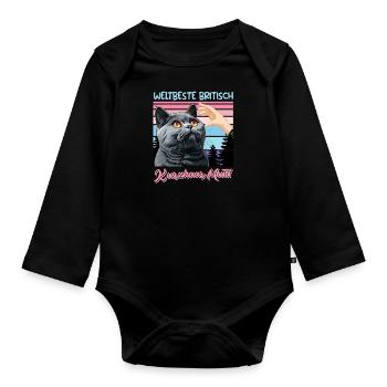 British Shorthair WORLD'S BEST BRITISH SHORTHAIR - Organic Longsleeve Baby Bodysuit - black - Front