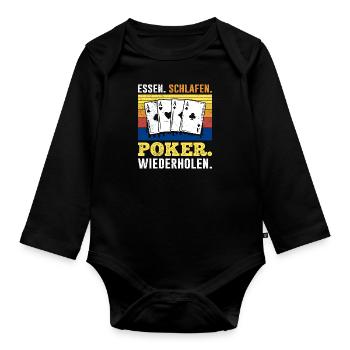 Poker Players EAT SLEEP POKER REPLAY - Organic Longsleeve Baby Bodysuit - black - Front