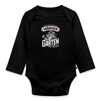Mädchen Gartenliebe Deko Pflanzenfreundin Idee - Baby Bio-Langarm-Body - Schwarz - Vorne