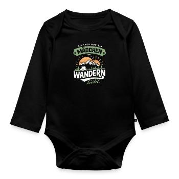 Mädchen Wandern Liebe Natur Abenteuer Trekking - Baby Bio-Langarm-Body - Schwarz - Vorne