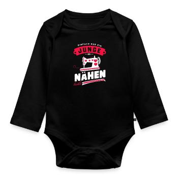 Junge Näht Liebe DIY Handwerk Hobby Unikat - Baby Bio-Langarm-Body - Schwarz - Vorne