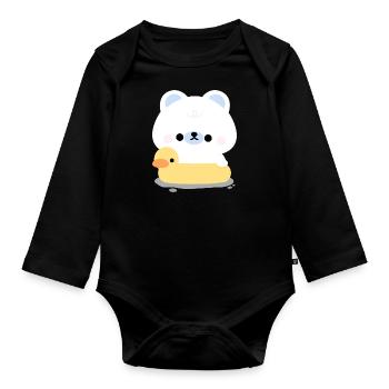 Polar Bear Swimming - Organic Longsleeve Baby Bodysuit - black - Front