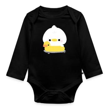 Ente Schwimmen - Baby Bio-Langarm-Body - Schwarz - Vorne