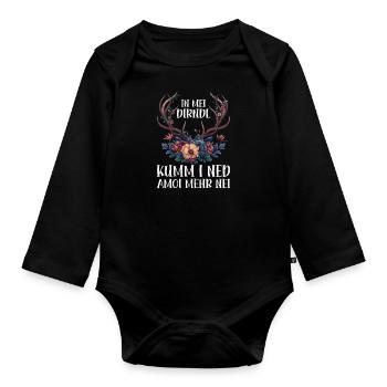 Dirndl zu klein Trachtenshirt Damen Tracht Dirndl - Baby Bio-Langarm-Body - Schwarz - Vorne