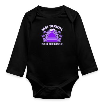 Dirndl Münchner Volksfest MEI DIRNDL IS IN THE - Organic Longsleeve Baby Bodysuit - black - Front