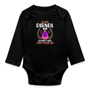 Dirndl zu klein Trachtenshirt Damen Tracht Dirndl - Baby Bio-Langarm-Body - Schwarz - Vorne