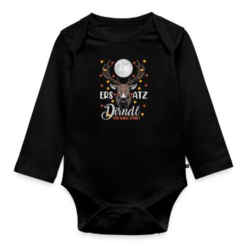 ERSATZ DIRNDL DER WILLE ZÄHLT Lustiges Münchner - Baby Bio-Langarm-Body - Schwarz - Vorne