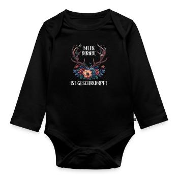 Dirndl zu klein Trachtenshirt Damen Tracht Dirndl - Baby Bio-Langarm-Body - Schwarz - Vorne