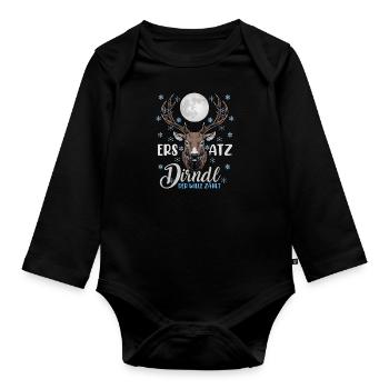 ERSATZ DIRNDL DER WILLE ZÄHLT Lustiges Münchner - Baby Bio-Langarm-Body - Schwarz - Vorne