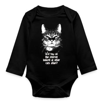 Internet Cat - Organic Longsleeve Baby Bodysuit - black - Front