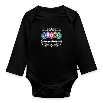 GAGNANT DU BINGO Joueur de bingo drôle Bingo - Body Bébé bio manches longues - noir - Devant