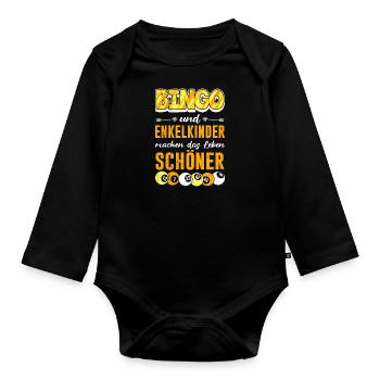 BINGO UND ENKELKINDER MACHEN LEBEN SCHÖNER - Baby Bio-Langarm-Body - Schwarz - Vorne